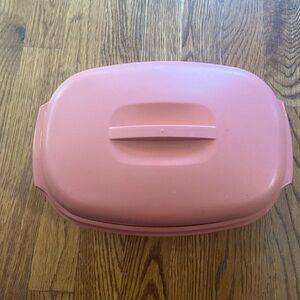 Tupperware Microwave Food Steamer 6 Cups Dusty Rose Pink 3 Piece 1273-4 Vintage